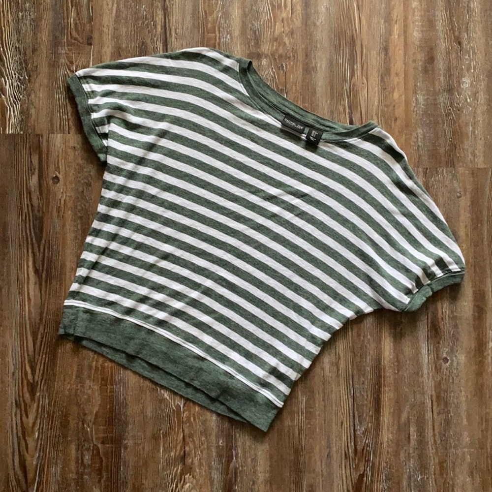 Rachel Zoe Green & White Short Sleeve Cotton Blend Top